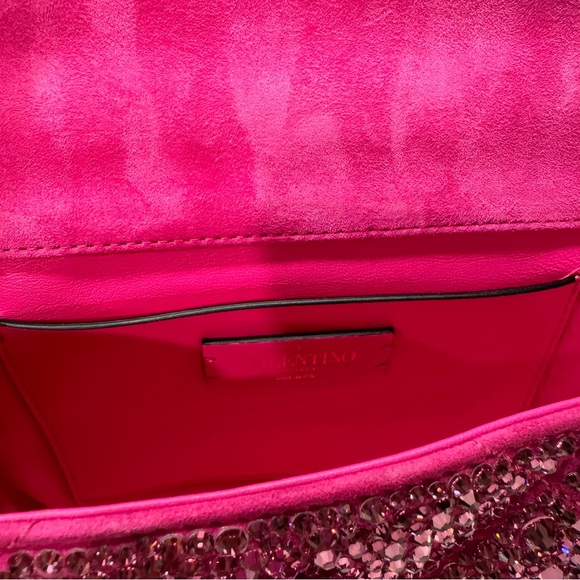 NWT/NWB Valentino Garavani Roman Stud Crystal-Embellished Shoulder Bag - PP Pink - Picture 15 of 17